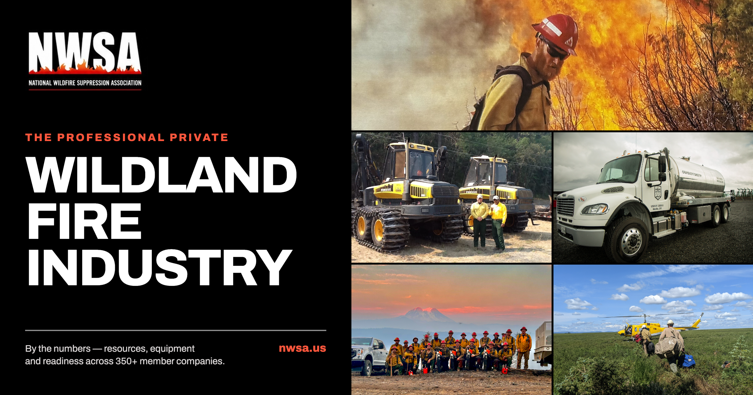 Header image with a collage of wildland fire industry images 